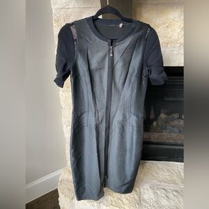 Elie Tahari Black Straight Line Midi Dress